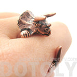 Triceratops Dinosaur Prehistoric Animal Wrap Around Hug Ring in Copper | US Size 4 to 8.5 | DOTOLY