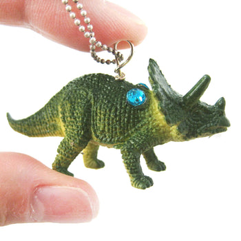 Triceratops Dinosaur Shaped Pendant Necklace in Green | Animal Jewelry | DOTOLY