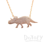 Triceratops Dinosaur Silhouette Jurassic World Themed Charm Necklace in Rose Gold | DOTOLY