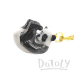 Tumbling Porcelain Panda Bear Animal Inspired Ceramic Pendant Necklace