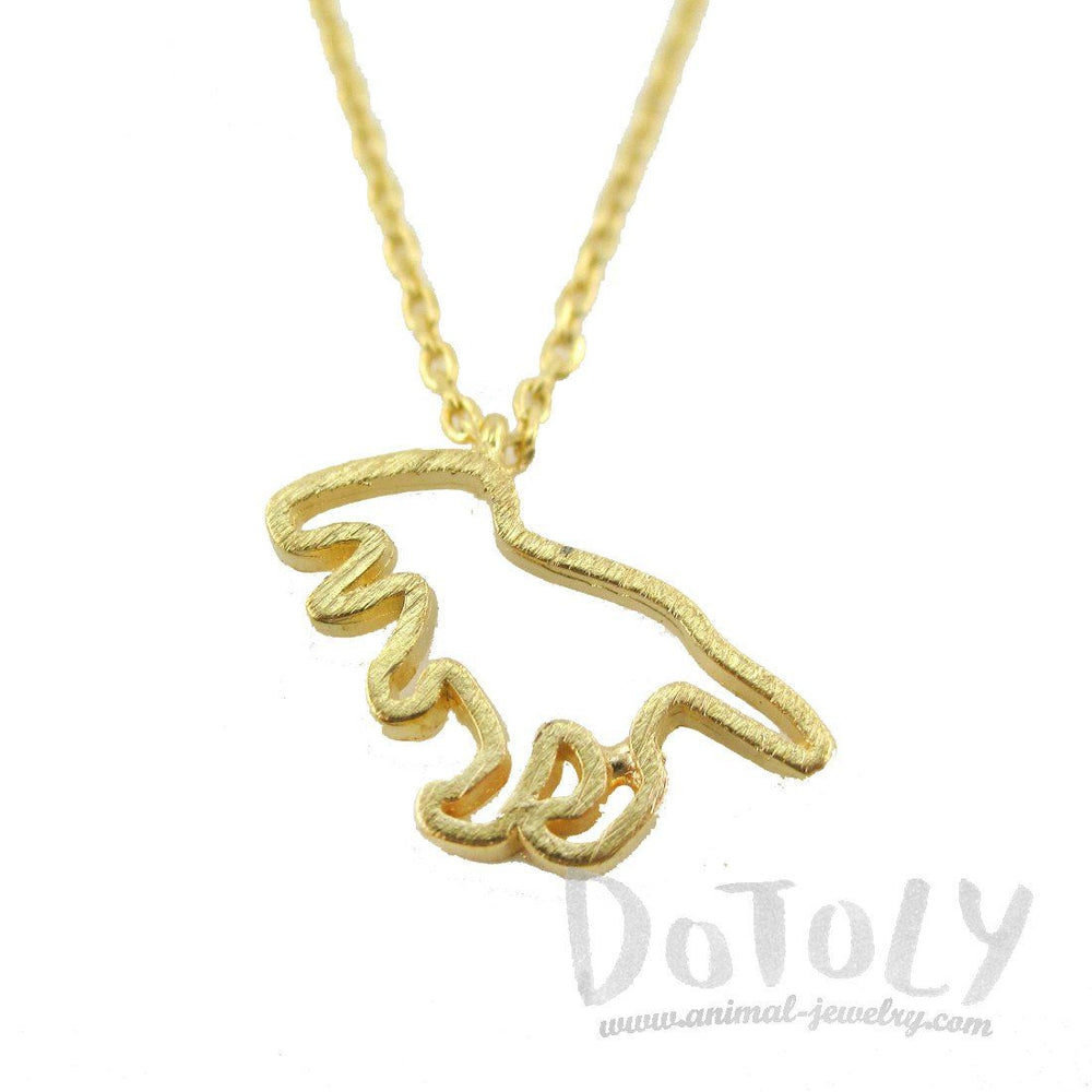 Tyrannosaurus Rex Dinosaur Outline Shaped Charm Necklace in Gold