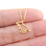 Tyrannosaurus Rex Dinosaur Outline Shaped Charm Necklace in Gold
