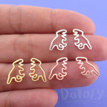 Tyrannosaurus Rex Outline Dinosaur Shaped Allergy Free Stud Earrings | DOTOLY