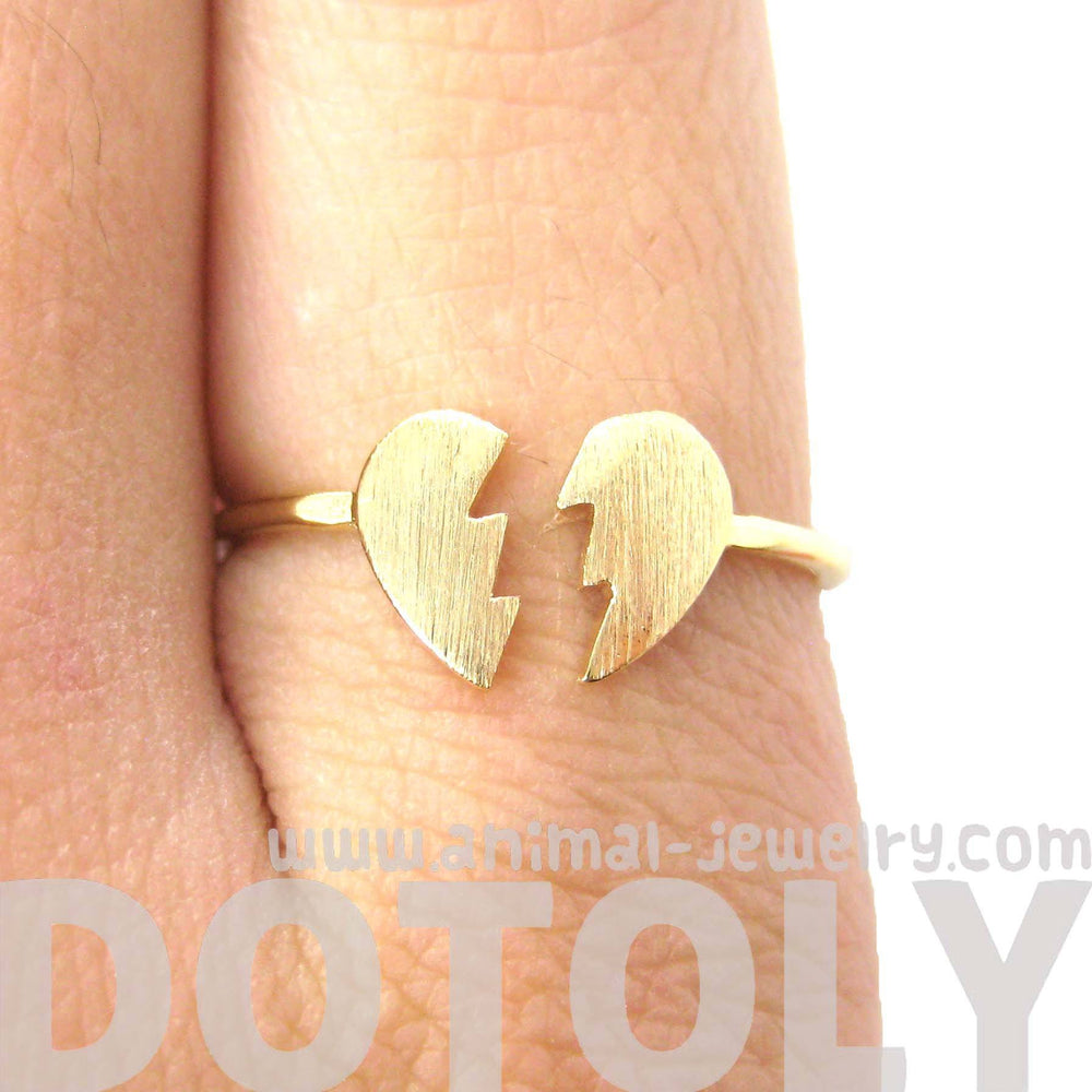 Unbreak My Heart | Broken Heart Shaped Adjustable Ring in Gold | DOTOLY | DOTOLY