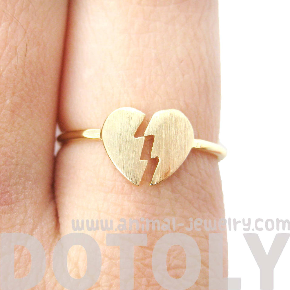 Unbreak My Heart | Broken Heart Shaped Adjustable Ring in Gold | DOTOLY | DOTOLY