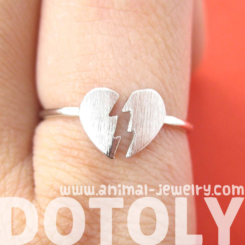 Unbreak My Heart | Broken Heart Shaped Adjustable Ring in Silver | DOTOLY | DOTOLY