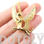 Unicorn Horse Animal Pendant Necklace in Gold with Large Wings | Animal Jewelry | DOTOLY