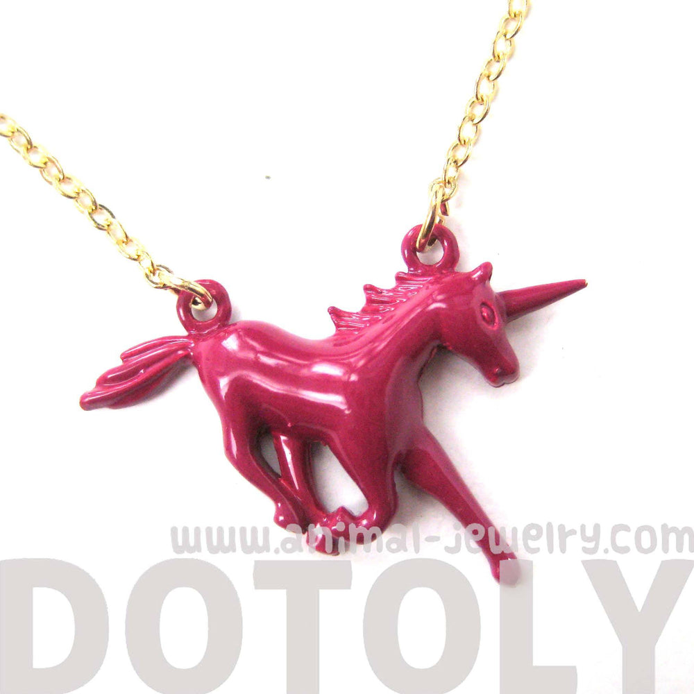 Unicorn Horse Animal Pendant Necklace in Maroon Red | Animal Jewelry | DOTOLY