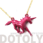 Unicorn Horse Animal Pendant Necklace in Maroon Red | Animal Jewelry | DOTOLY