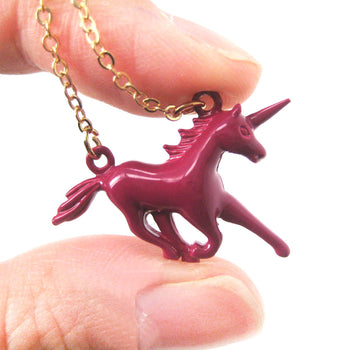 Unicorn Horse Animal Pendant Necklace in Maroon Red | Animal Jewelry | DOTOLY