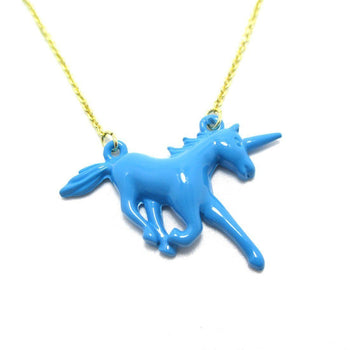 Unicorn Horse Animal Shaped Pendant Necklace in Blue | Animal Jewelry | DOTOLY