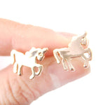 Unicorn Horse Shaped Silhouette Animal Themed Stud Earrings in Rose Gold | DOTOLY