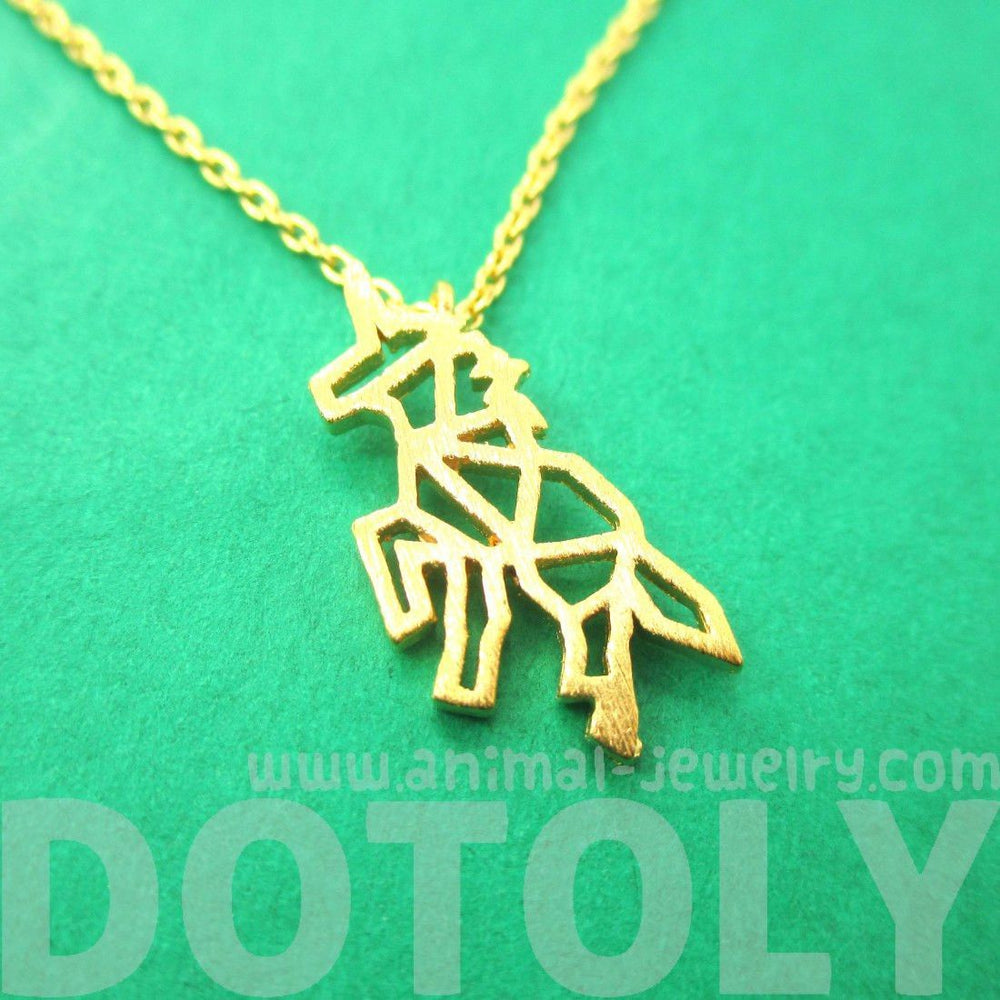 Unicorn Outline Cut Out Shaped Charm Necklace in Gold | Animal Jewelry | DOTOLY