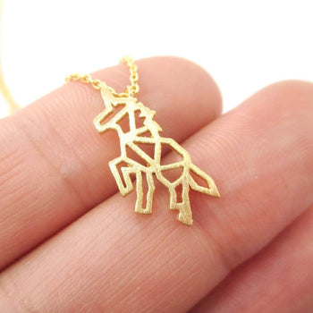 Unicorn Outline Cut Out Shaped Charm Necklace in Gold | Animal Jewelry | DOTOLY