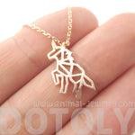 Unicorn Outline Cut Out Shaped Charm Necklace in Rose Gold | Animal Jewelry | DOTOLY