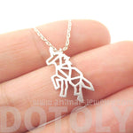 Unicorn Outline Cut Out Shaped Charm Necklace in Silver | Animal Jewelry | DOTOLY