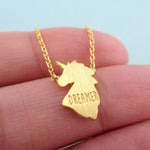 Unicorn Outline Cut Out Shaped Charm Necklace in Gold | Animal Jewelry