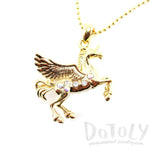 Unicorn with Wings Pegasus Shaped Pendant Necklace in Gold | Animal Jewelry | DOTOLY