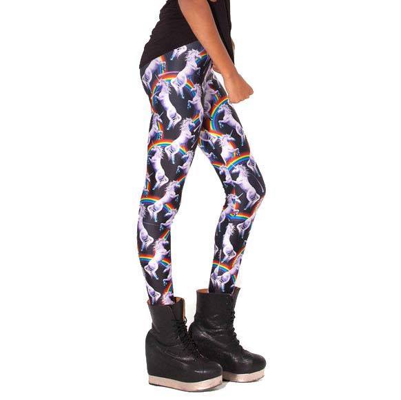Unicorns and Rainbows Animal Digital Print Comfortable Stretch Leggings for Women | DOTOLY
