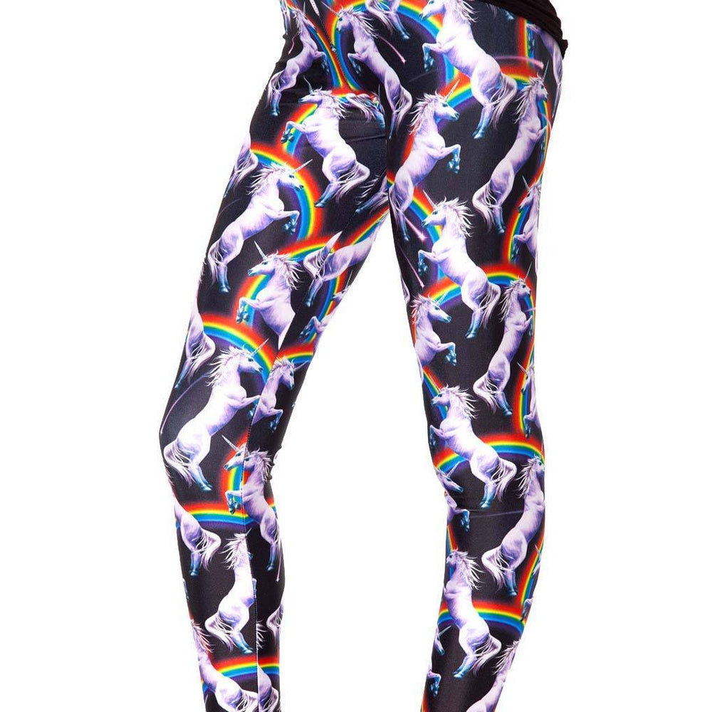 Unicorns and Rainbows Animal Digital Print Comfortable Stretch Leggings for Women | DOTOLY