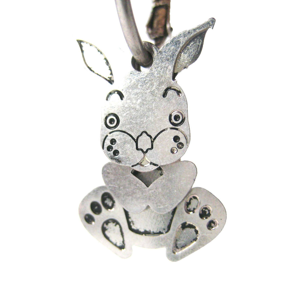 Unique 3D Bunny Rabbit Shaped Dangle Earrings in Silver | Animal Jewelry | DOTOLY