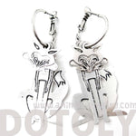 Unique 3D Fox Wolf Shaped Dangle Hoop Earrings in Silver | Animal Jewelry | DOTOLY