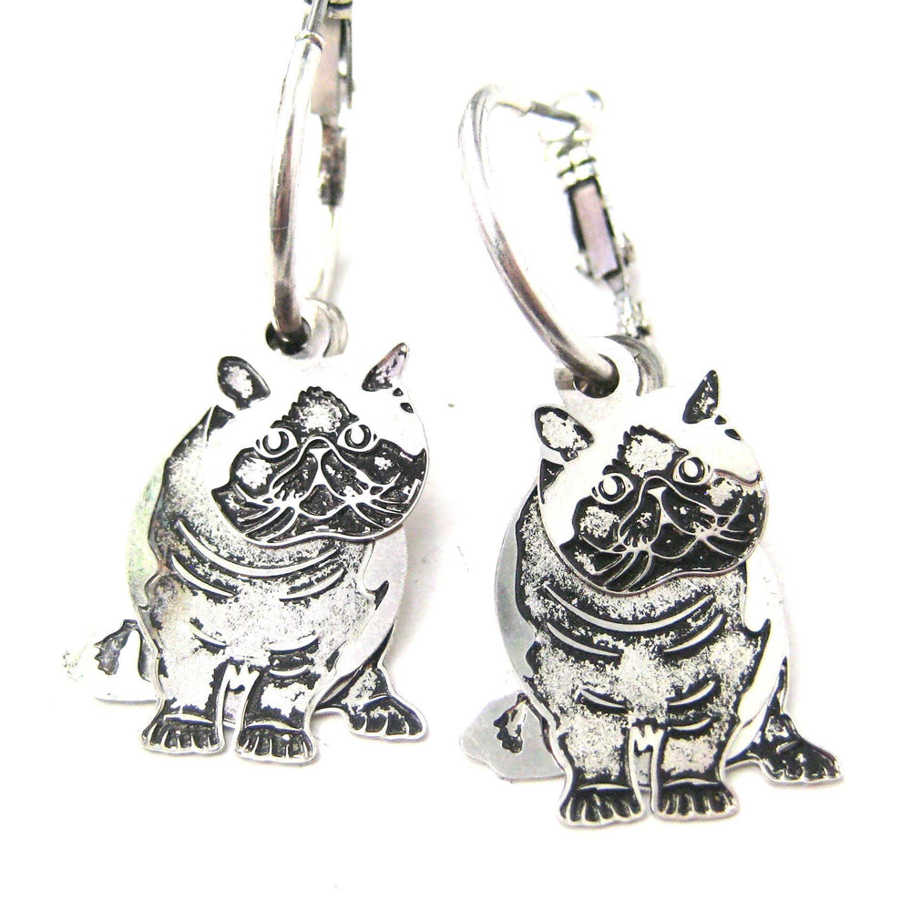 Unique 3D Kitty Cat Shaped Dangle Earrings in Silver | Animal Jewelry | DOTOLY