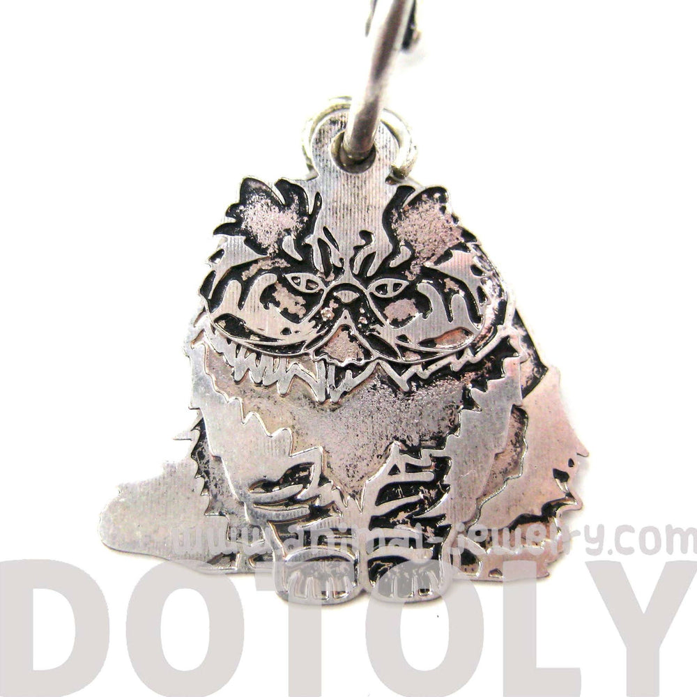 Unique 3D Persian Kitty Cat Shaped Dangle Earrings in Silver | Animal Jewelry | DOTOLY