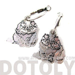 Unique 3D Persian Kitty Cat Shaped Dangle Earrings in Silver | Animal Jewelry | DOTOLY