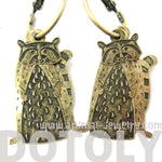 Unique 3D Racoon Shaped Dangle Earrings in Brass | Animal Jewelry | DOTOLY