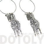 Unique 3D Zebra Horse Shaped Three Part Dangle Earrings in Silver | Animal Jewelry | DOTOLY