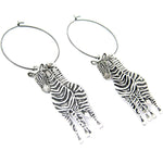 Unique 3D Zebra Horse Shaped Three Part Dangle Earrings in Silver | Animal Jewelry | DOTOLY
