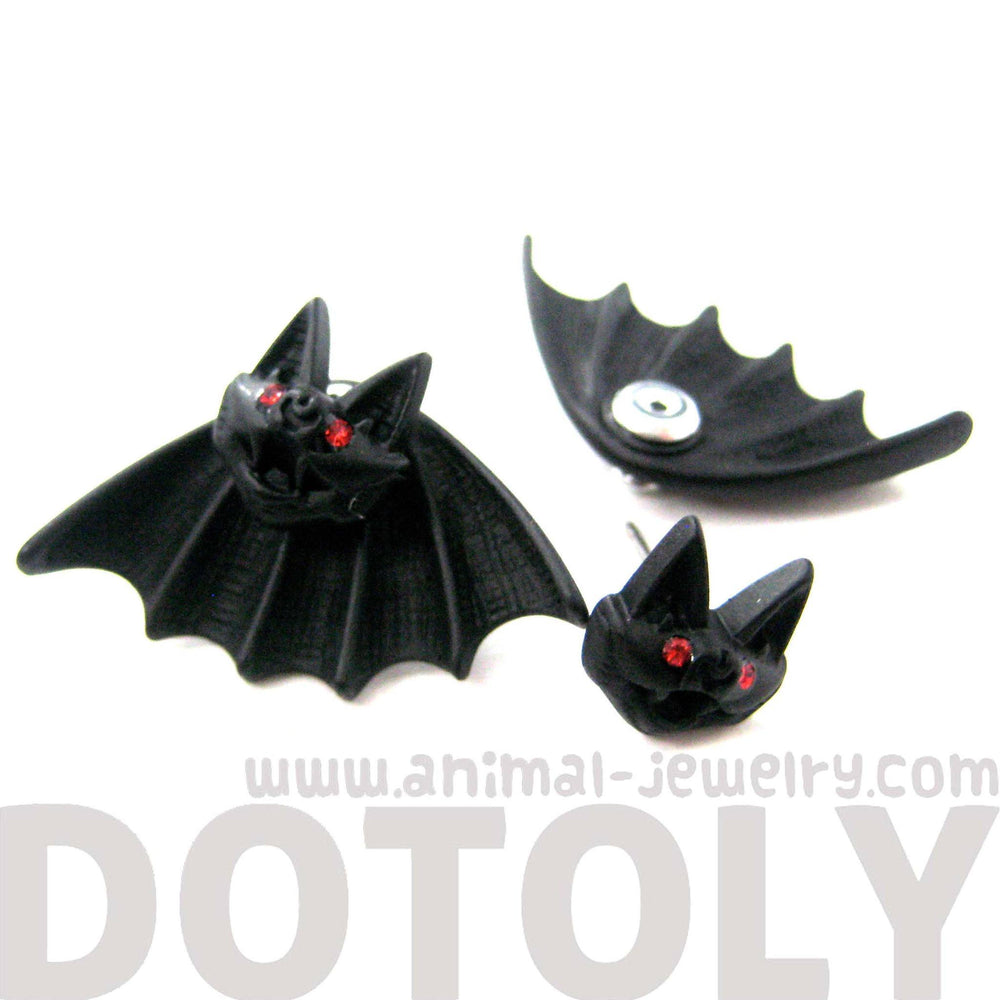 Unique Bat Shaped Two Part Animal Stud Earrings in Black | DOTOLY | DOTOLY