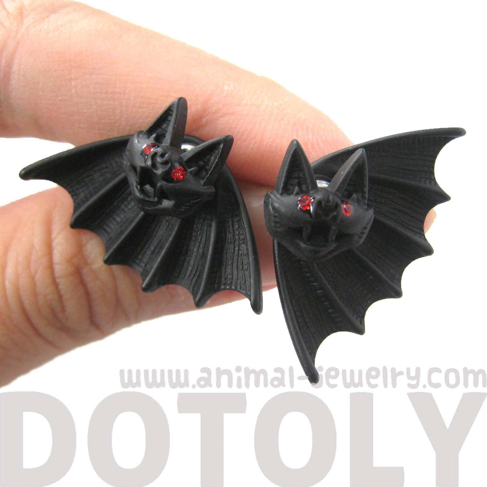 Unique Bat Shaped Two Part Animal Stud Earrings in Black | DOTOLY | DOTOLY