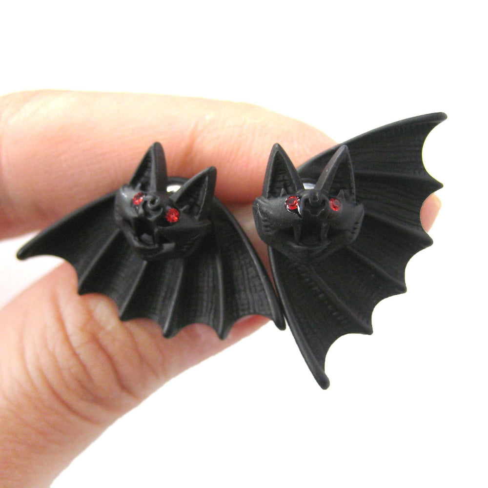 Unique Bat Shaped Two Part Animal Stud Earrings in Black | DOTOLY | DOTOLY