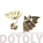 Unique Bat Shaped Two Part Animal Stud Earrings in Gold | DOTOLY | DOTOLY