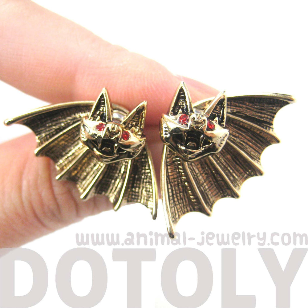 Unique Bat Shaped Two Part Animal Stud Earrings in Gold | DOTOLY | DOTOLY