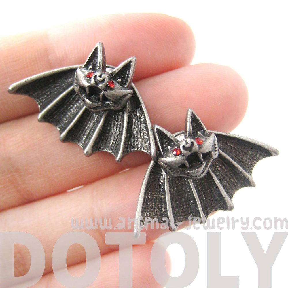 Unique Bat Shaped Two Part Animal Stud Earrings in Silver | DOTOLY | DOTOLY