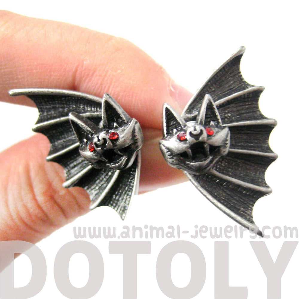 Unique Bat Shaped Two Part Animal Stud Earrings in Silver | DOTOLY | DOTOLY