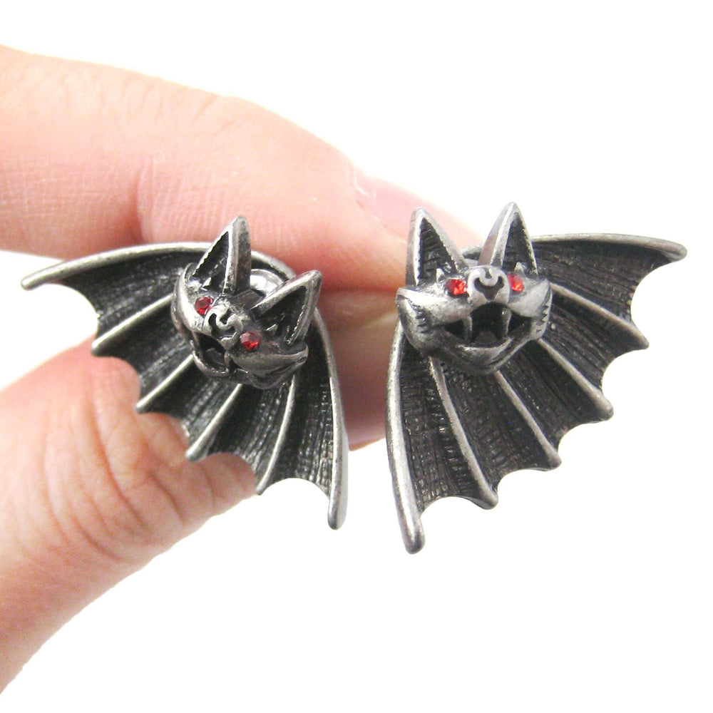 Unique Bat Shaped Two Part Animal Stud Earrings in Silver | DOTOLY | DOTOLY