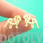 Unique Bulldog Dog Shaped Cut Out Stud Earrings in Gold | Animal Jewelry | DOTOLY