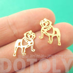 Unique Bulldog Dog Shaped Cut Out Stud Earrings in Gold | Animal Jewelry | DOTOLY