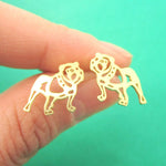 Unique Bulldog Dog Shaped Cut Out Stud Earrings in Gold | Animal Jewelry | DOTOLY