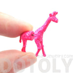 Unique Fake Gauge Earrings: Realistic Giraffe Shaped Animal Faux Plug Stud Earrings in Pink | DOTOLY