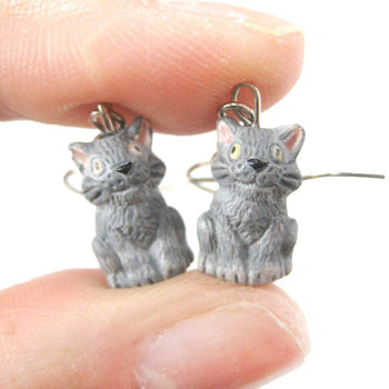 Unique Kitty Cat Shaped Porcelain Ceramic Animal Dangle Earrings | Handmade | DOTOLY