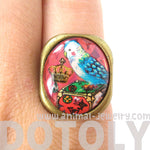 Unique Parakeet Bird Illustrated Resin Adjustable Ring | Animal Jewelry | DOTOLY