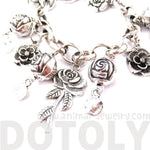 Unique Rose Floral Flower Charm Bracelet in Silver | DOTOLY | DOTOLY