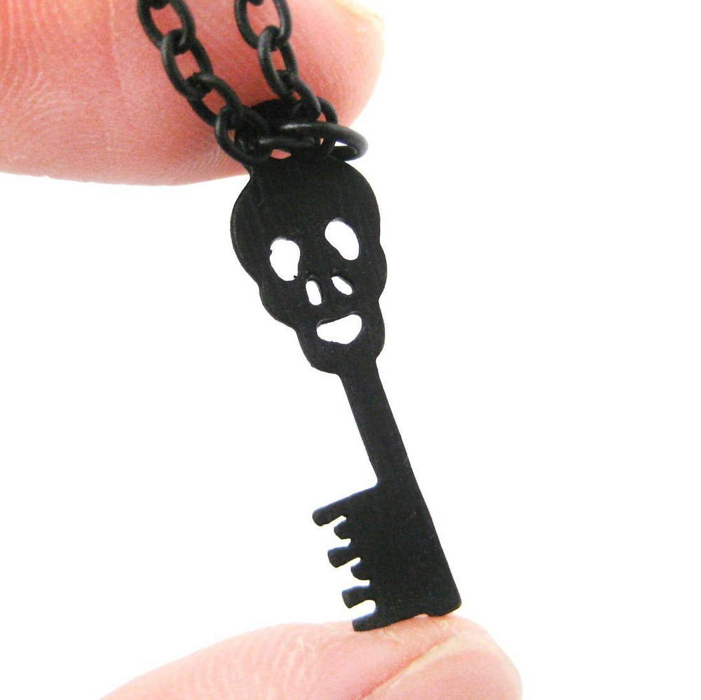 Unique Skeleton Skull Shaped Key Pendant Necklace in Black | DOTOLY | DOTOLY