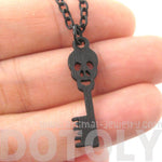Unique Skeleton Skull Shaped Key Pendant Necklace in Black | DOTOLY | DOTOLY