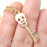 Unique Skeleton Skull Shaped Key Pendant Necklace in Gold | DOTOLY | DOTOLY